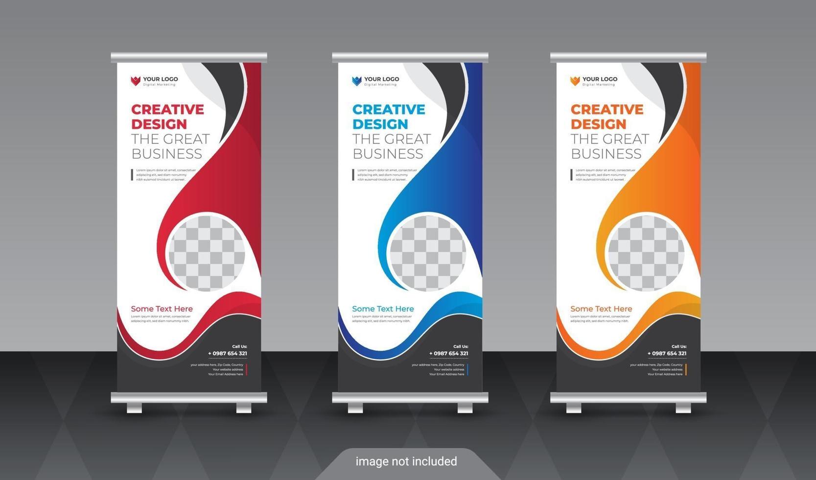 Professional roll up stand banner template design vector