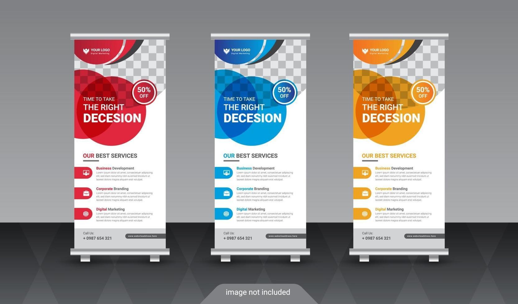 forma de elipse redonda corporativa creativa enrollar plantilla de banner standee vector