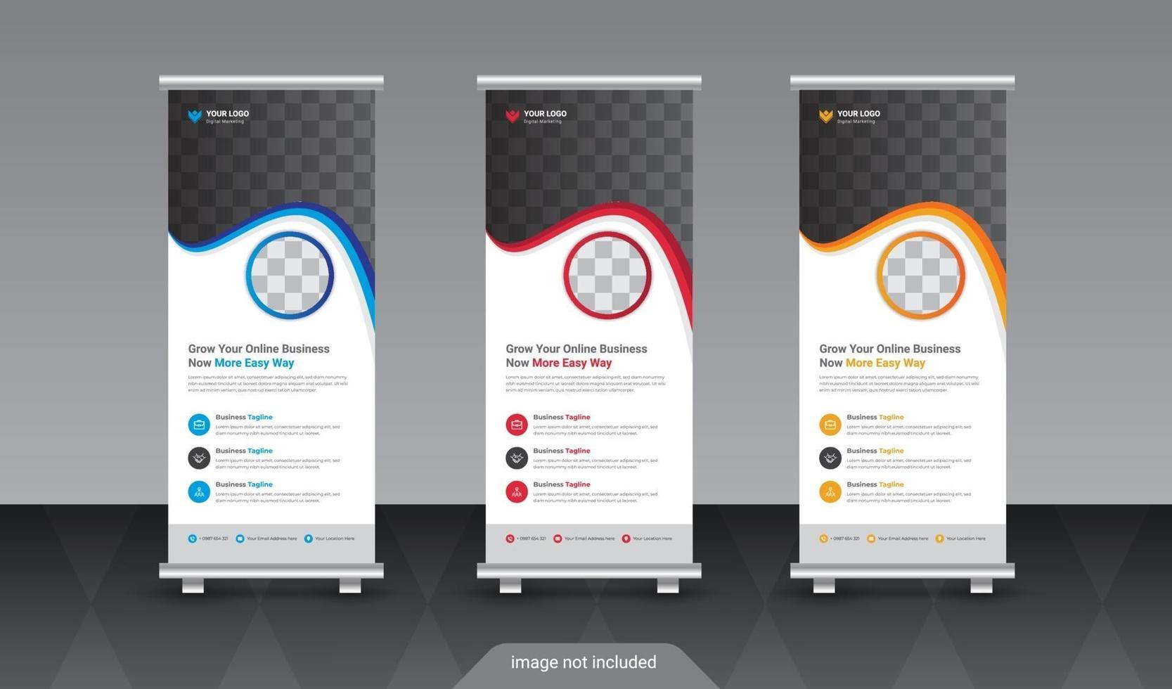 creative corporate round ellipse shape roll up standee banner template vector