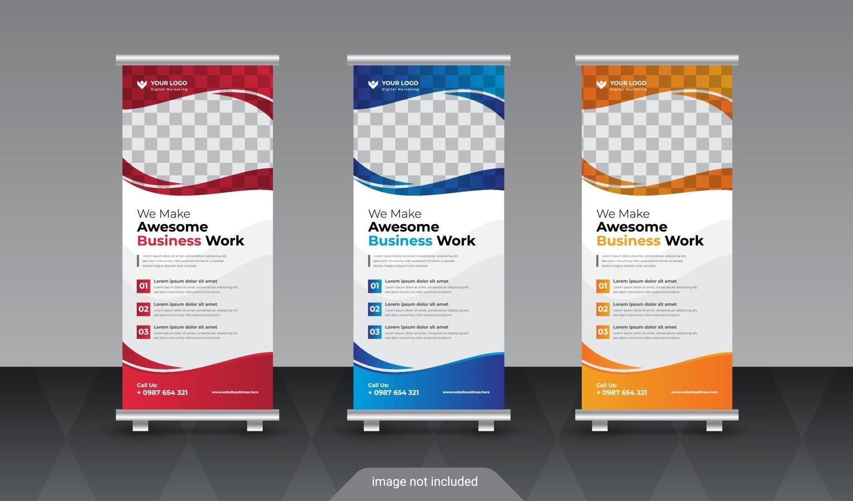 Design of vector white roll-up banners