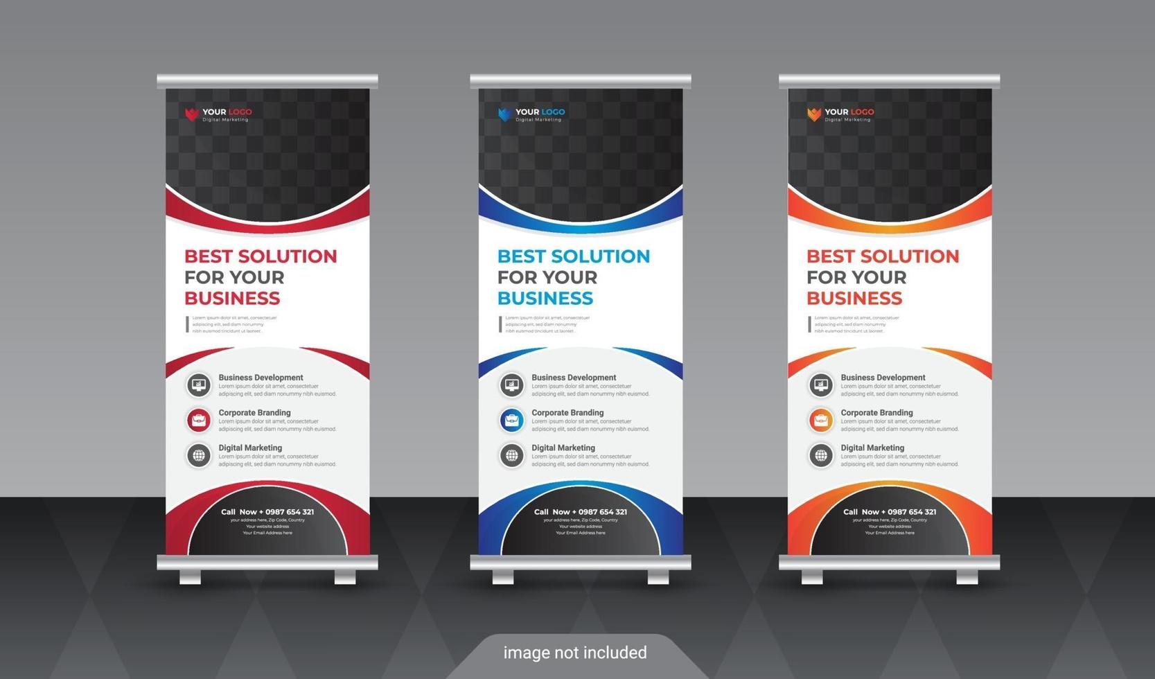 Business roll up banner, standee business banner template vector