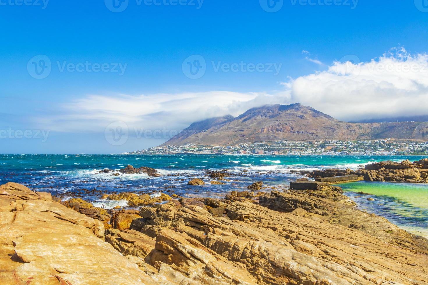 Rocky coastal landscape at False Bay, Cape Town, South Africa photo