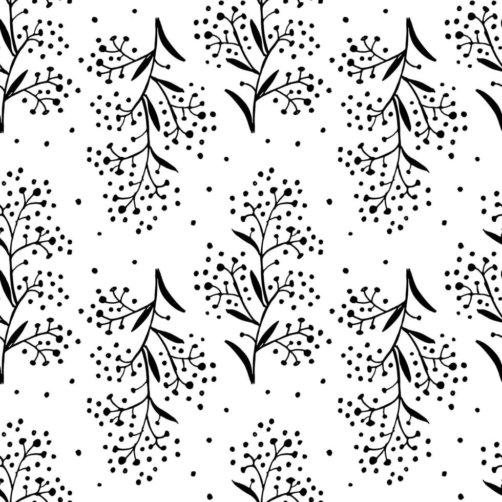 twig on white background seamless vector pattern