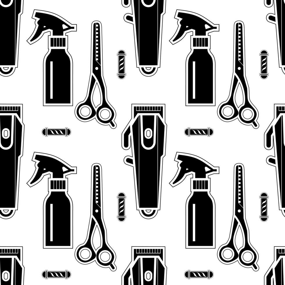 barber set seamless pattern clipper scissors vector