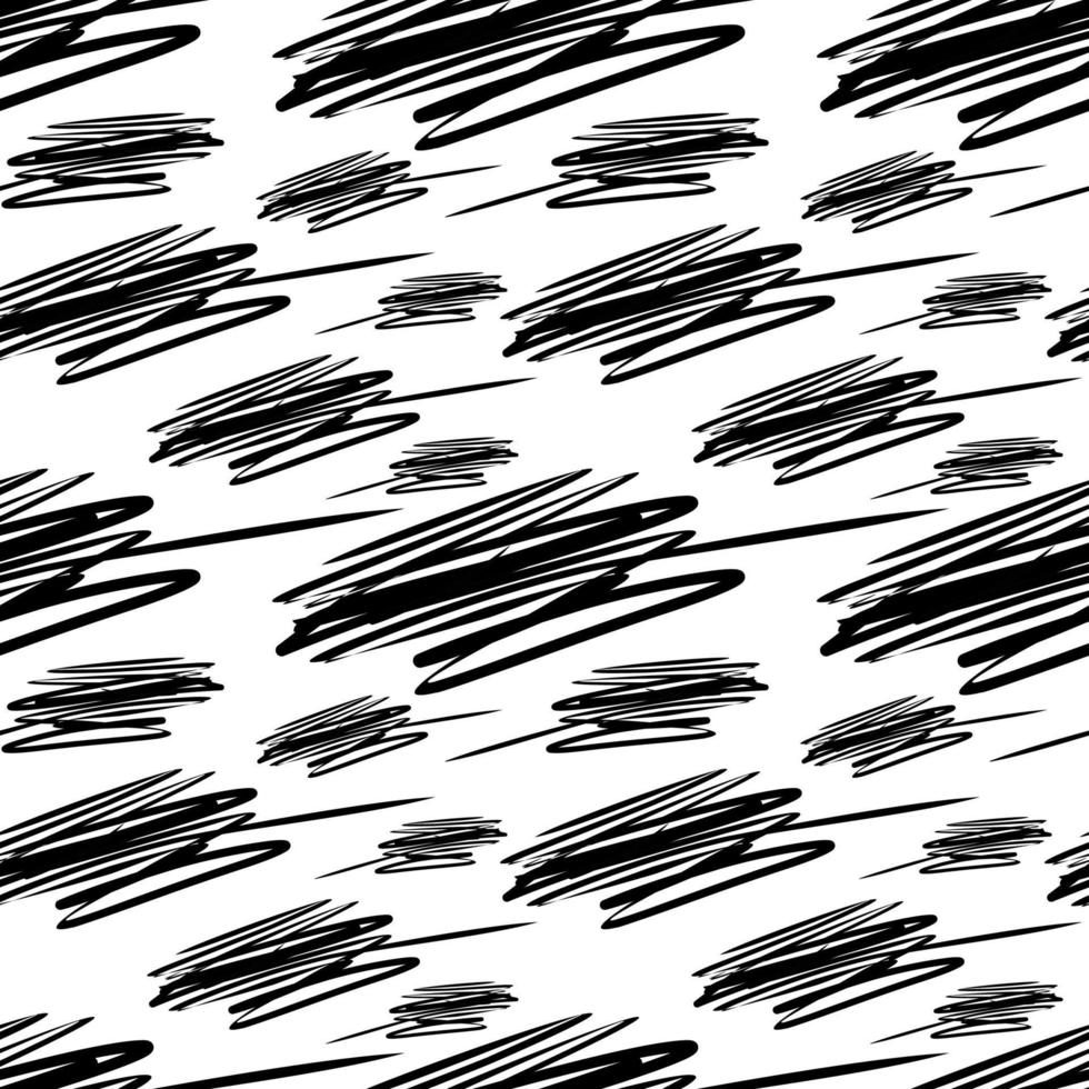 doodle handwriting seamless pattern black and white vector