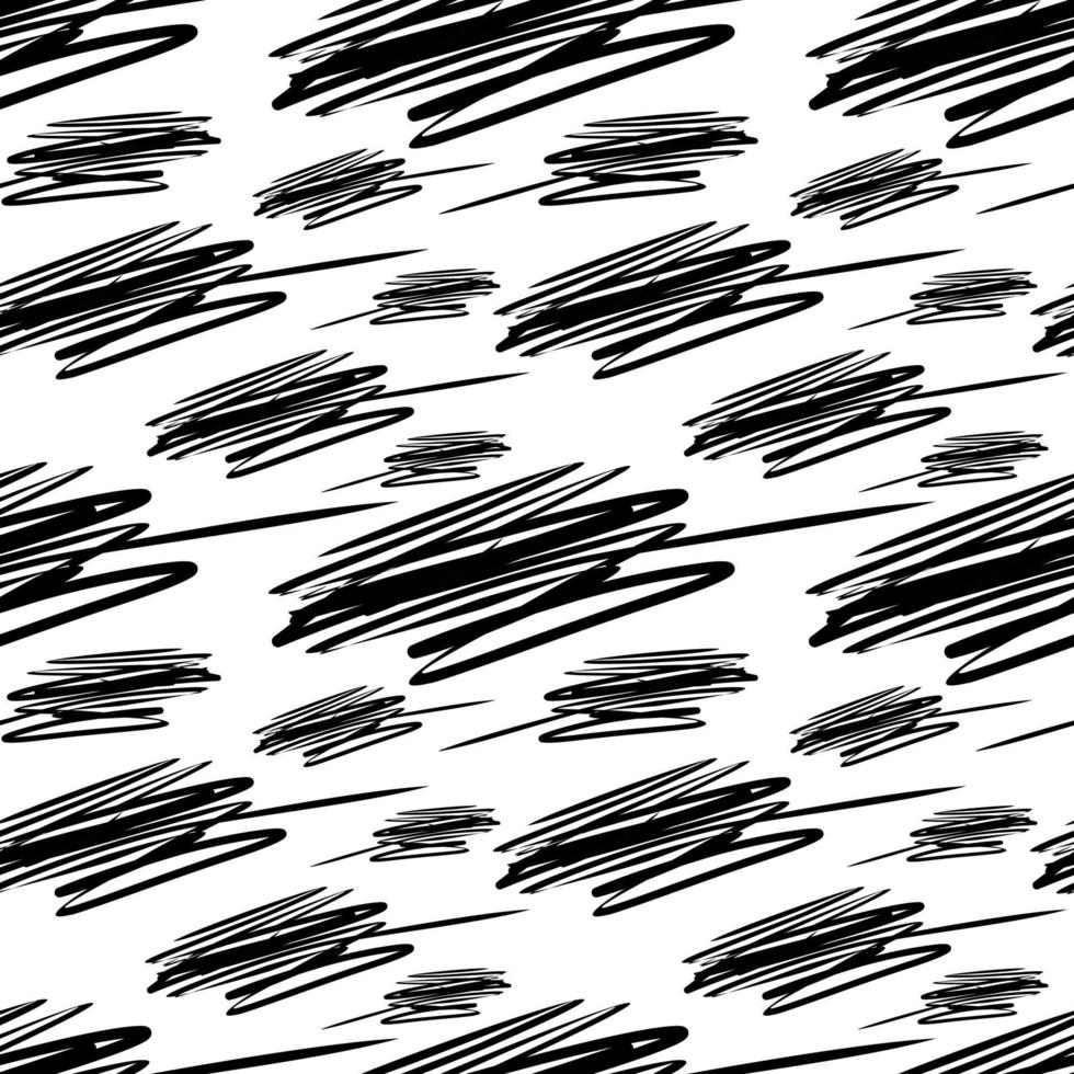 doodle handwriting seamless pattern black and white vector