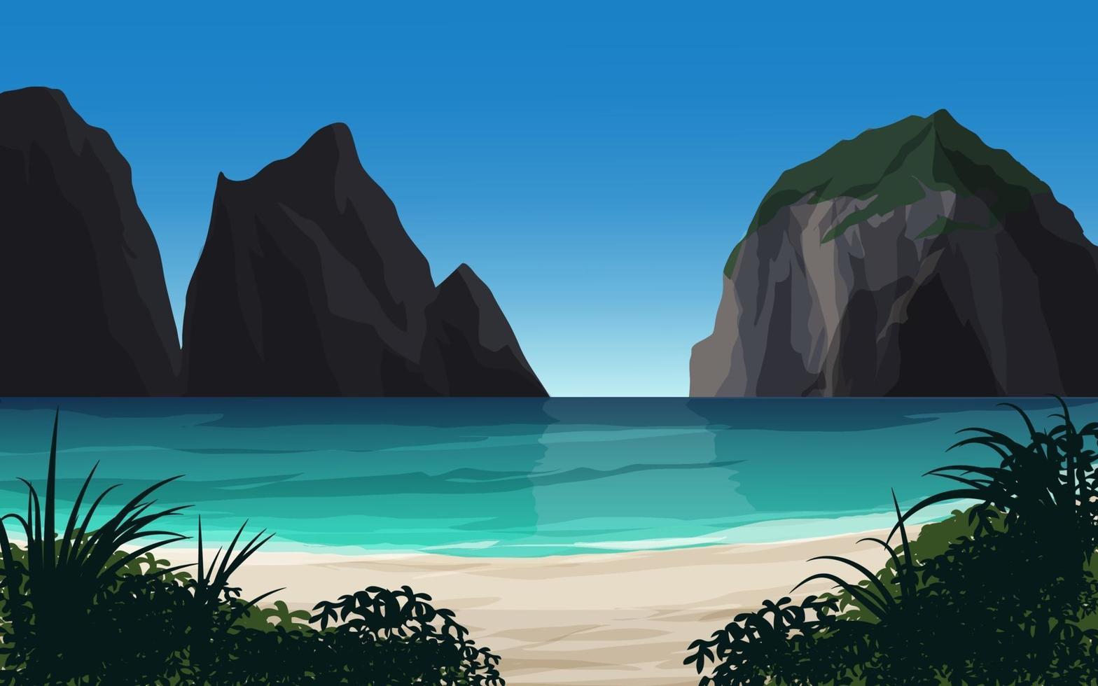 hermosa escena de playa con acantilado vector