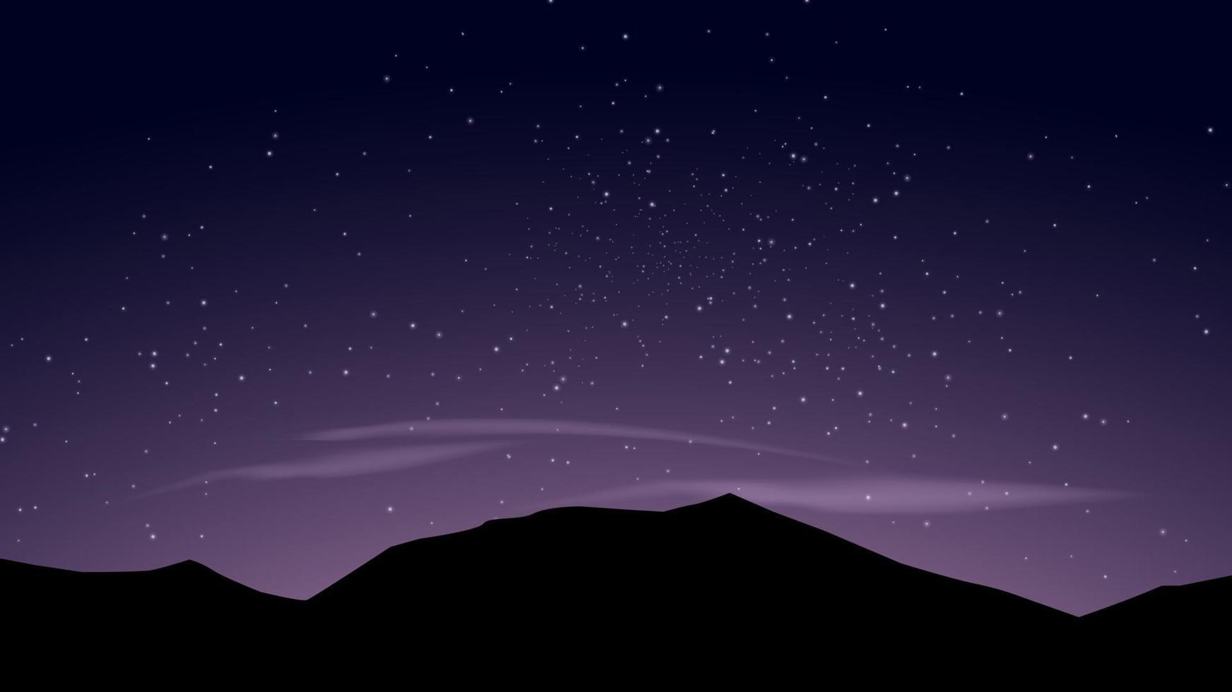 Mountain Silhouette Illustration With Starry Sky vector