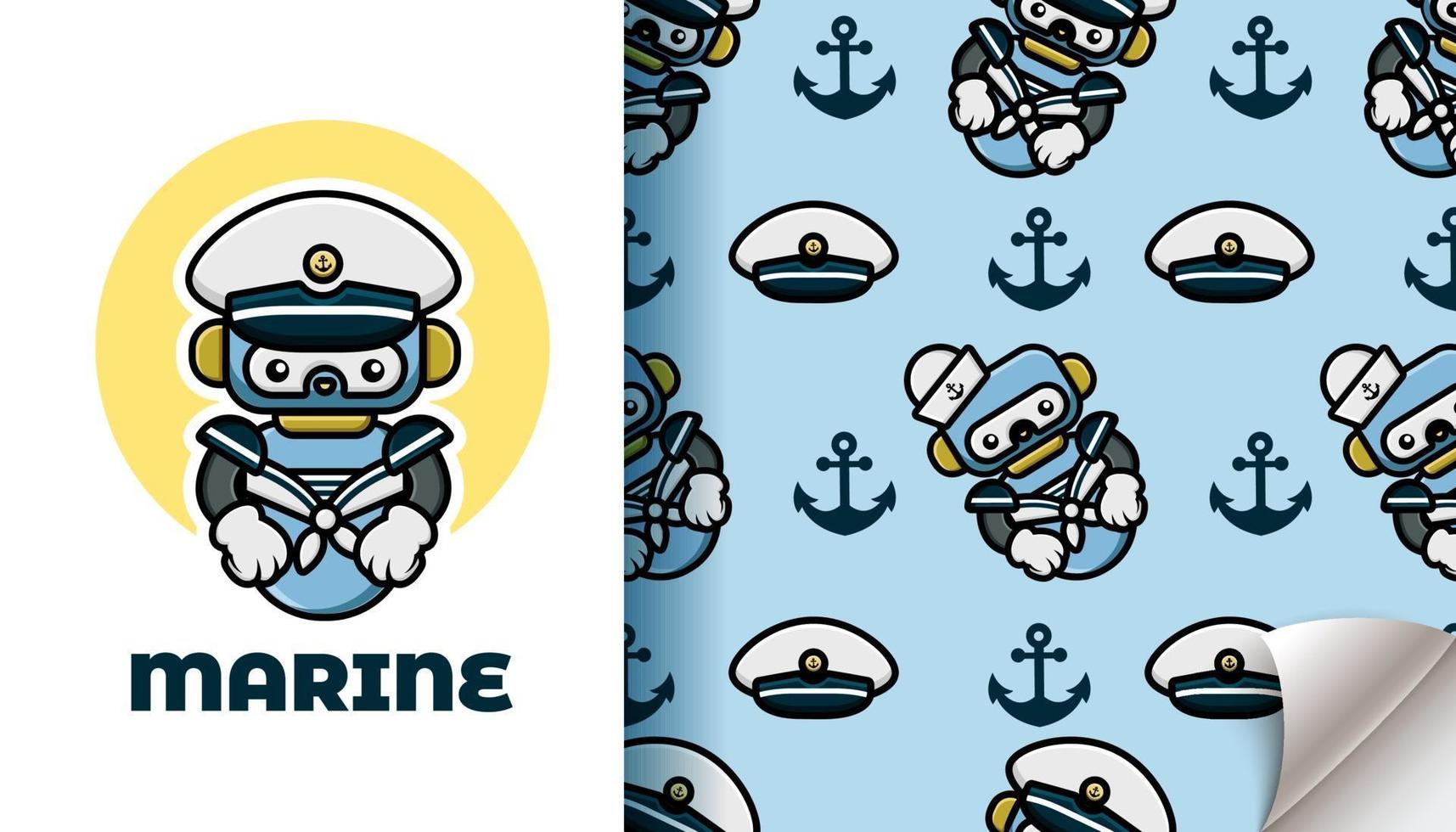 Robot marine seamless pattern vector