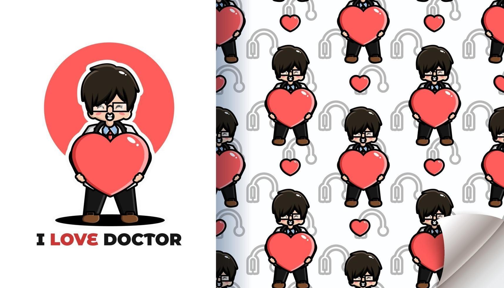 I love doctor seamless pattern vector