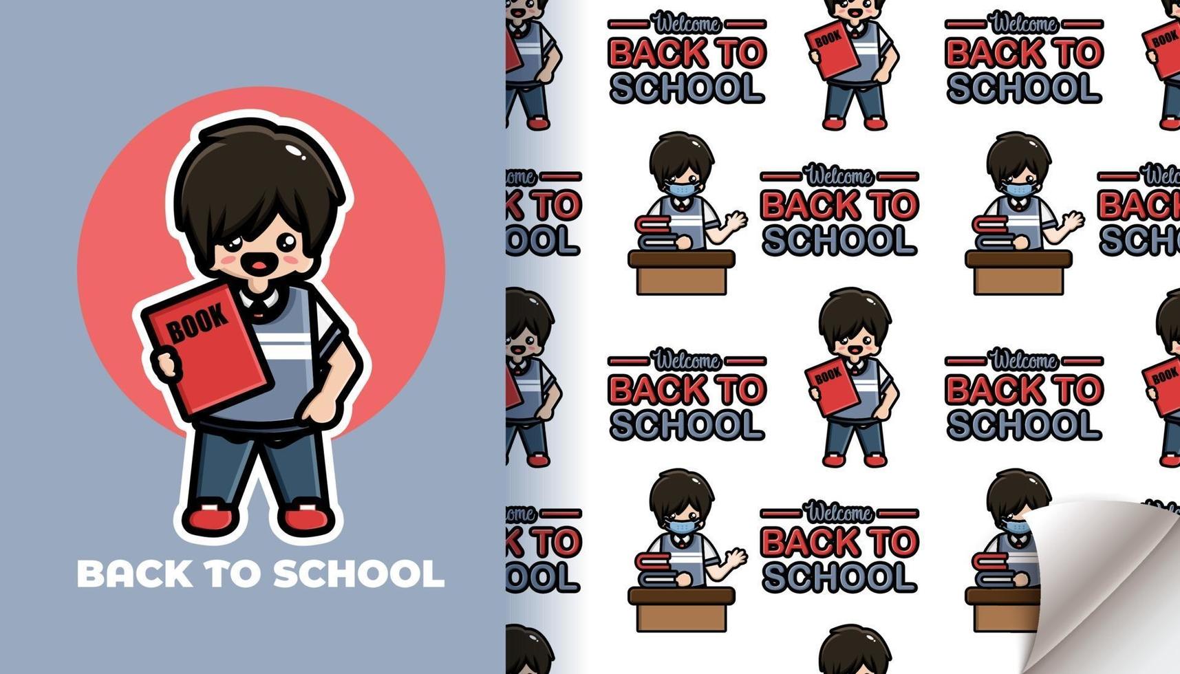 Boy back to school seamless pattern vector