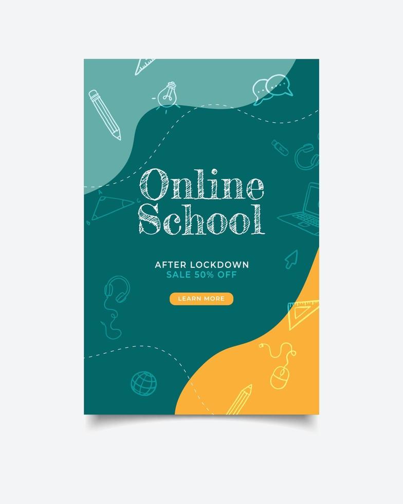 Template poster opening registration online school vector