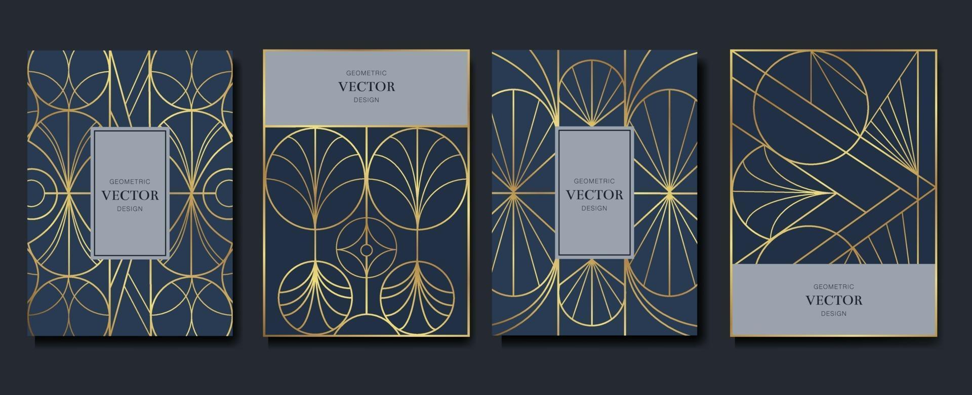 Diseño de tarjeta de invitación de lujo con vector de fondo de patrón art deco