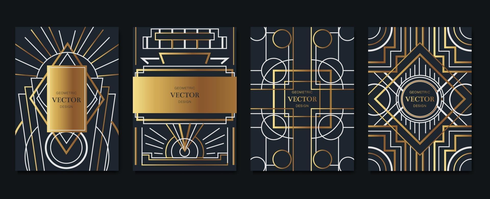 Diseño de tarjeta de invitación de lujo con vector de fondo de patrón art deco