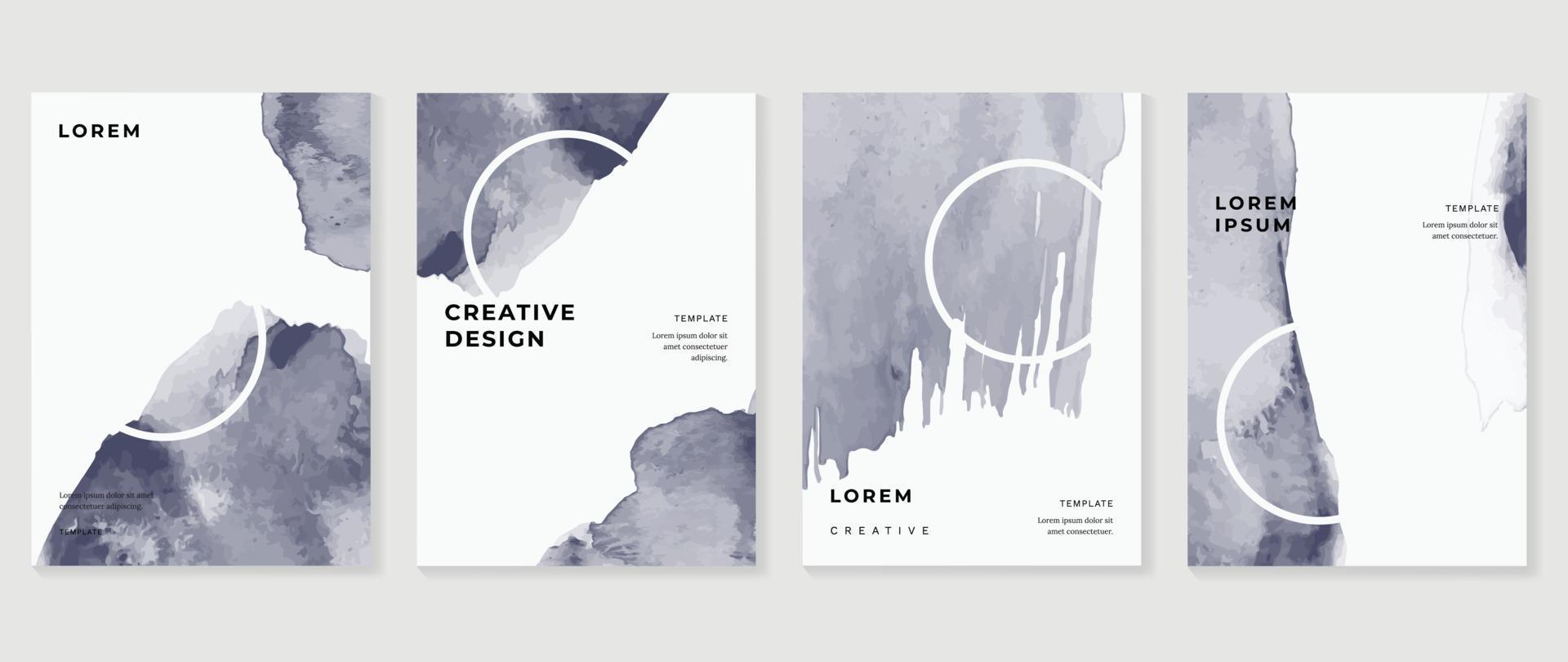 Modern cover vector template with watercolor and Geometric shape.