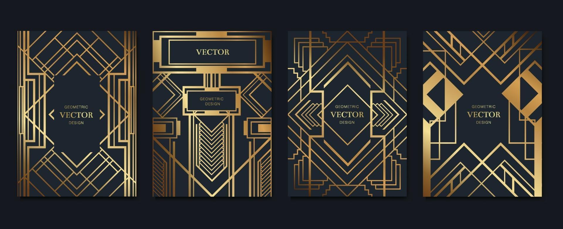 Diseño de tarjeta de invitación de lujo con vector de fondo de patrón art deco