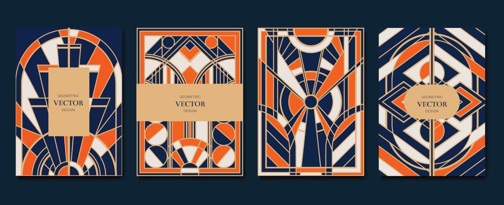 Luxury Invitation card design with art deco pattern background Vector