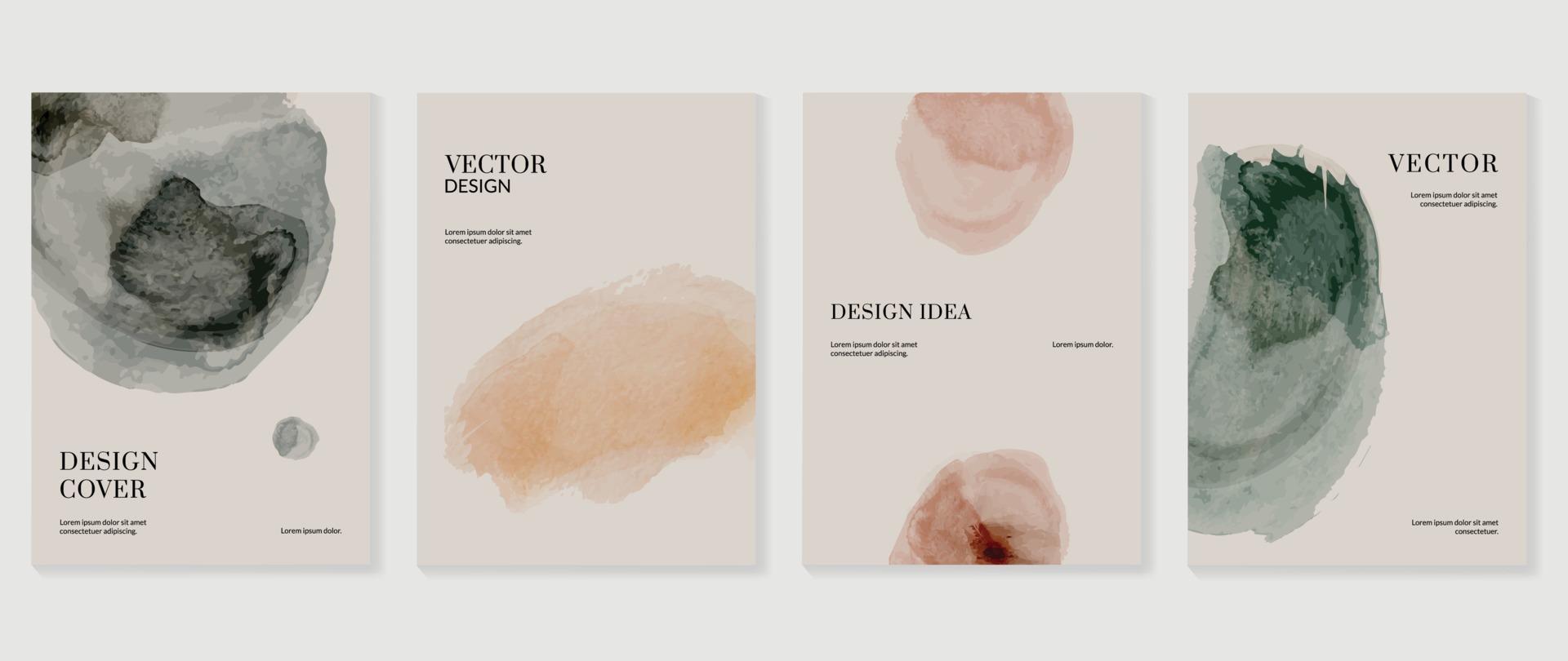 Modern cover vector template with watercolor and Geometric shape.