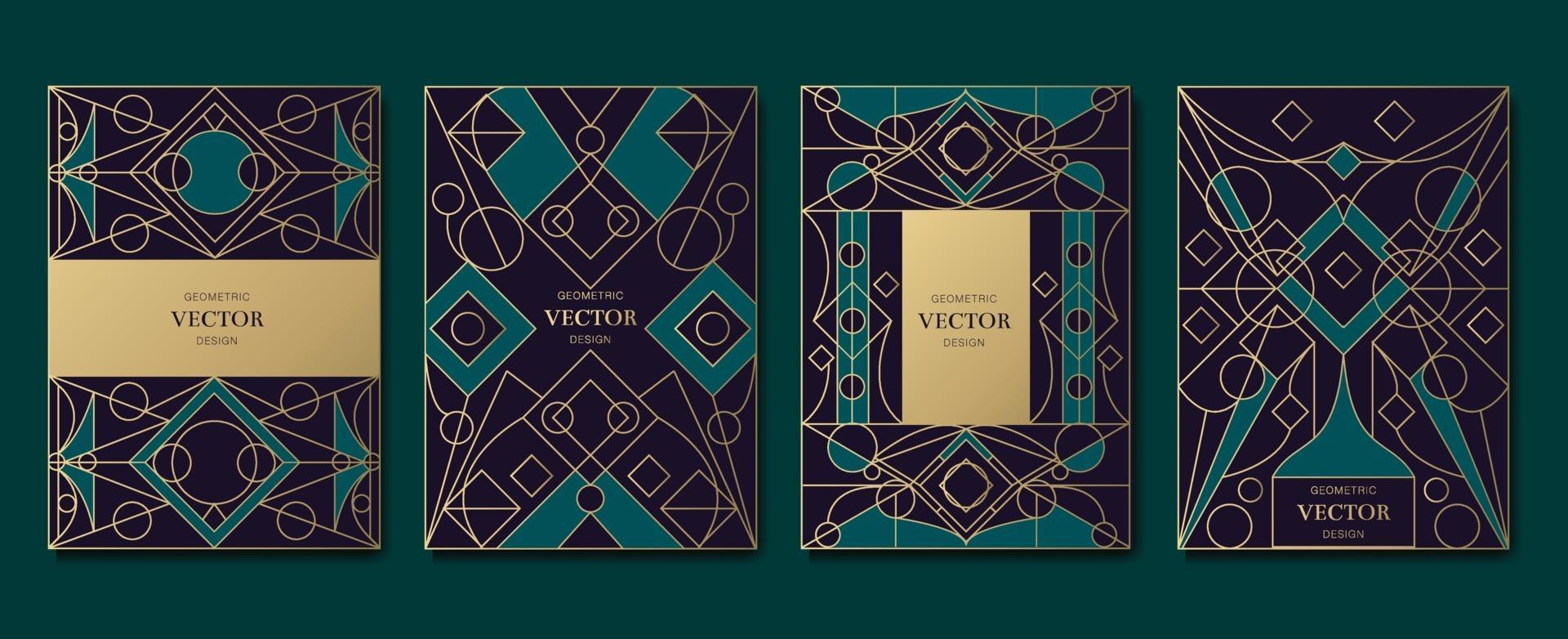 Diseño de tarjeta de invitación de lujo con vector de fondo de patrón art deco