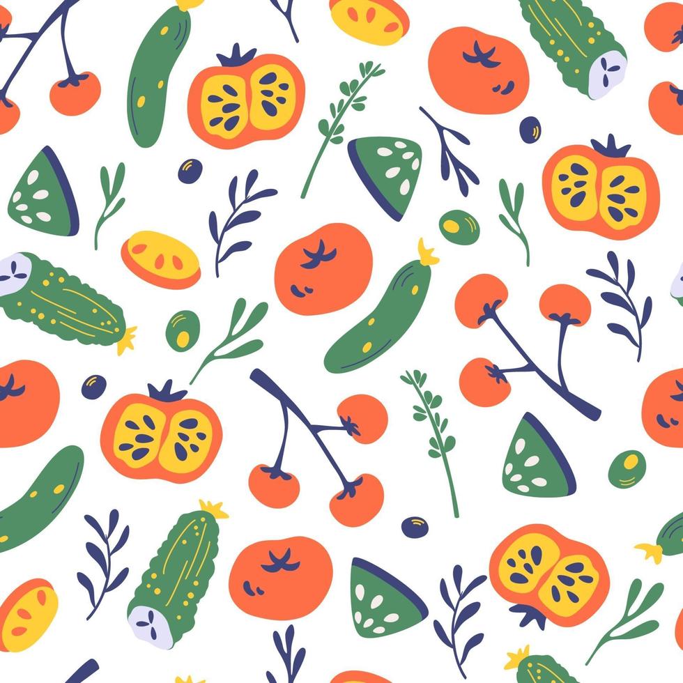 Seamless pattern with vegetables. Vegetarian healthy food background. vector