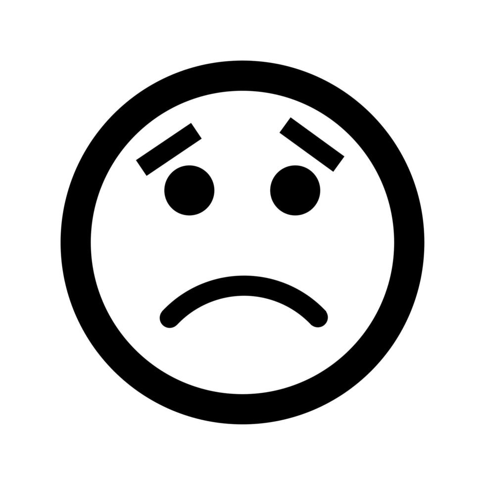 Cartoon sad smile face emoticon icon in flat style vector