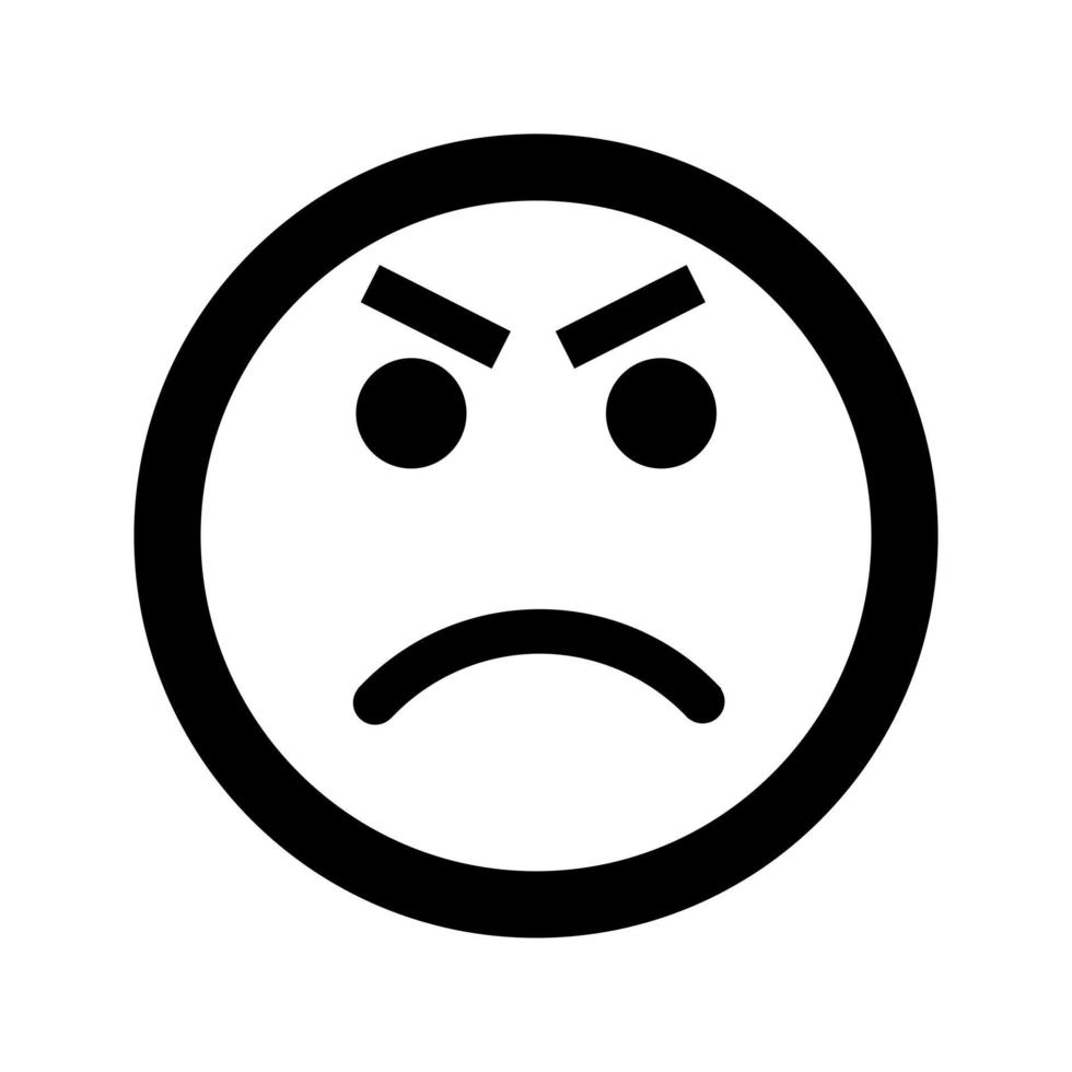 Cartoon angry  and evil smile face emoticon icon in flat style vector