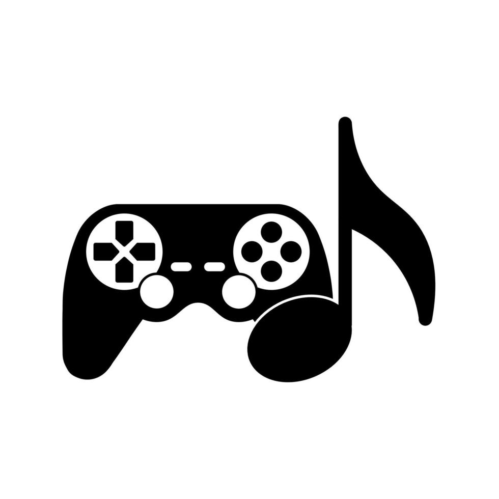 diseño plano moderno de gamepad o joystick con icono de nota musical para web vector