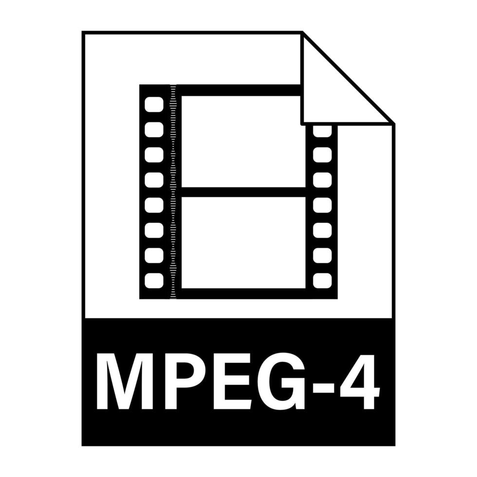 diseño plano moderno del icono de archivo de ilustración mpeg-4 para web vector