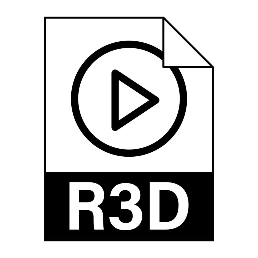 Modern flat design of R3D file icon for web vector