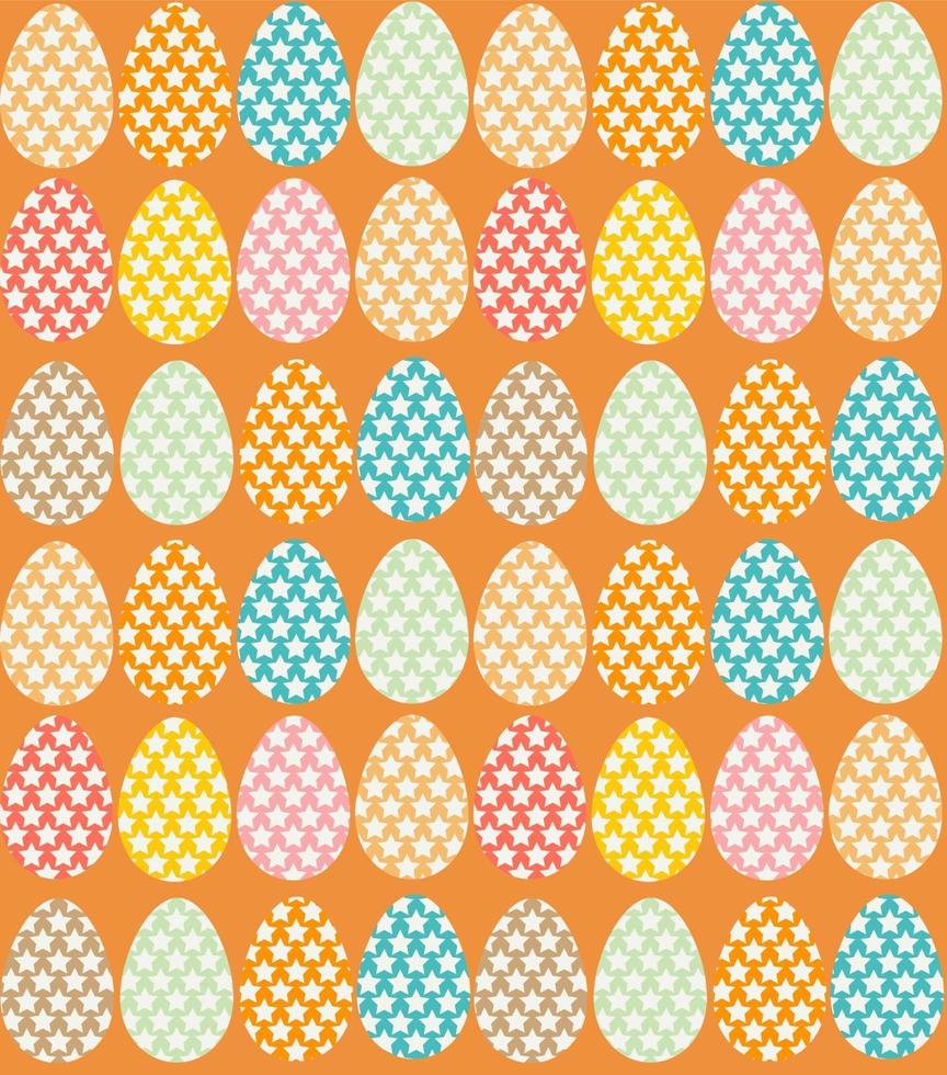 Seamless pattern with multi-colored Easter eggs decorated with stars. vector