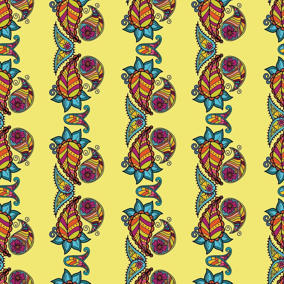 Seamless pattern on the theme of kalamkari. Paisley vector