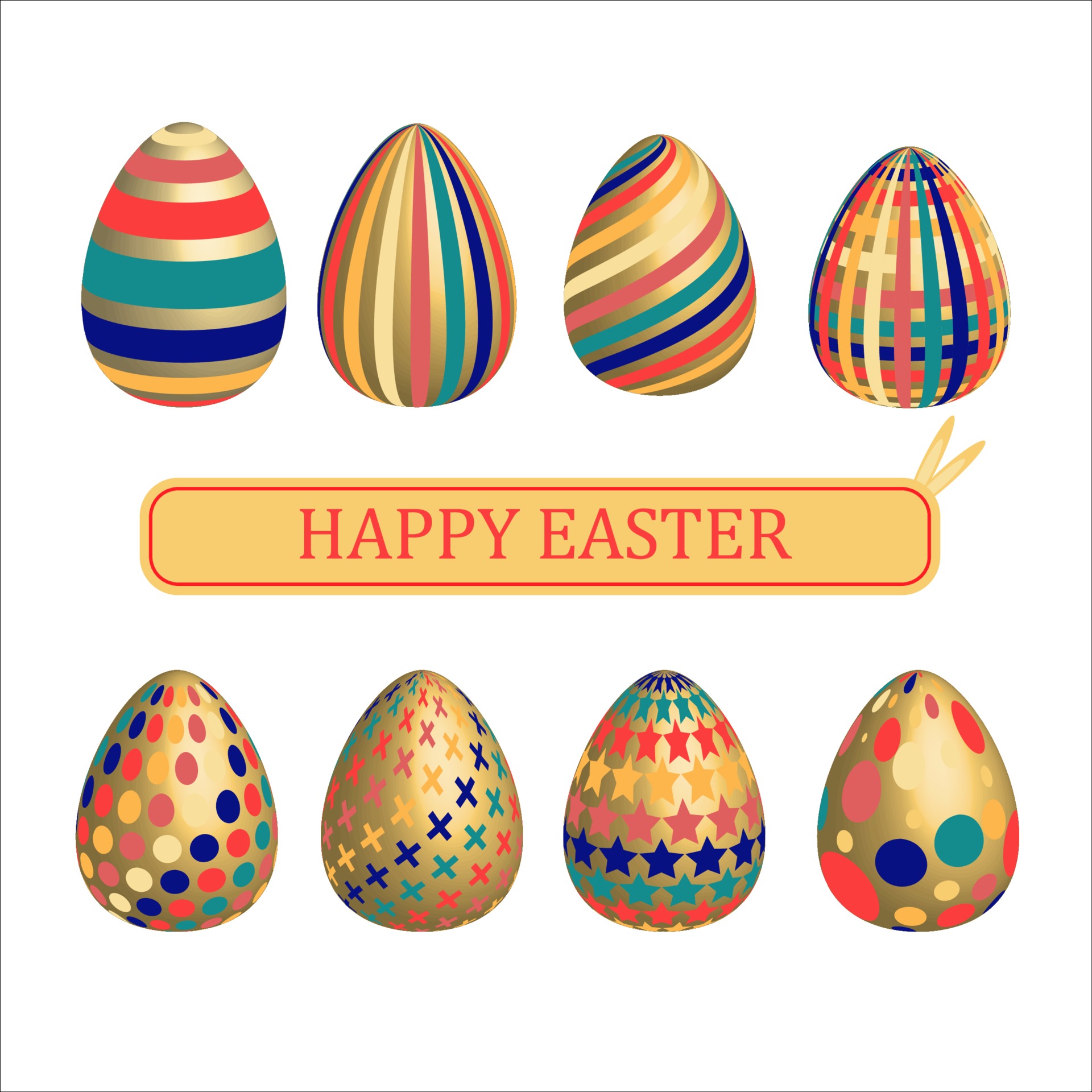 Golden Easter Eggs Set