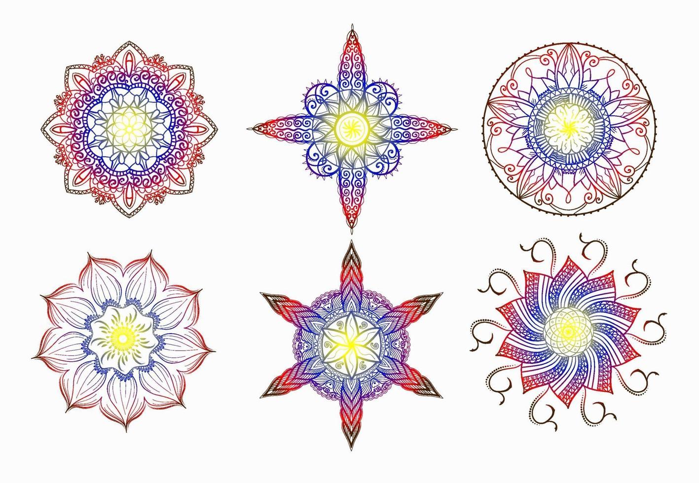 Decorative ornaments in ethnic kalamkari oriental style. vector