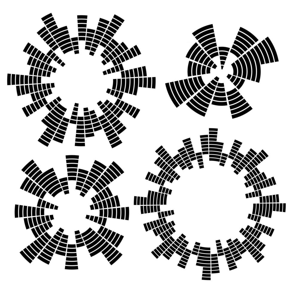 Set of geometric circular monochrome equalizers vector