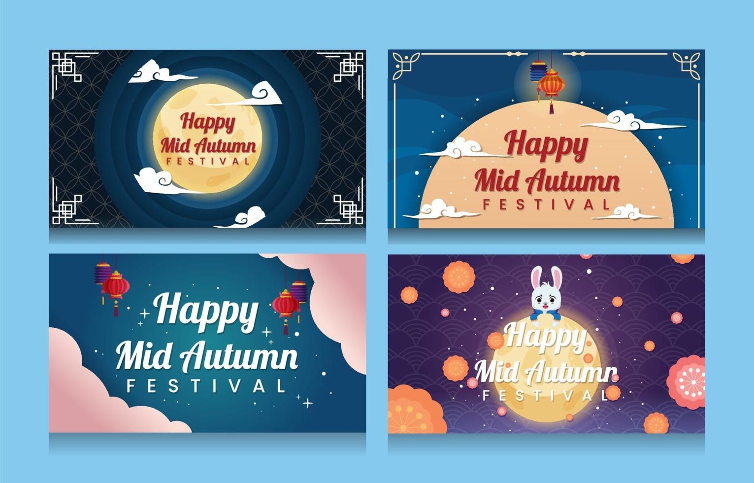 Mid Autumn Festival Cards vector