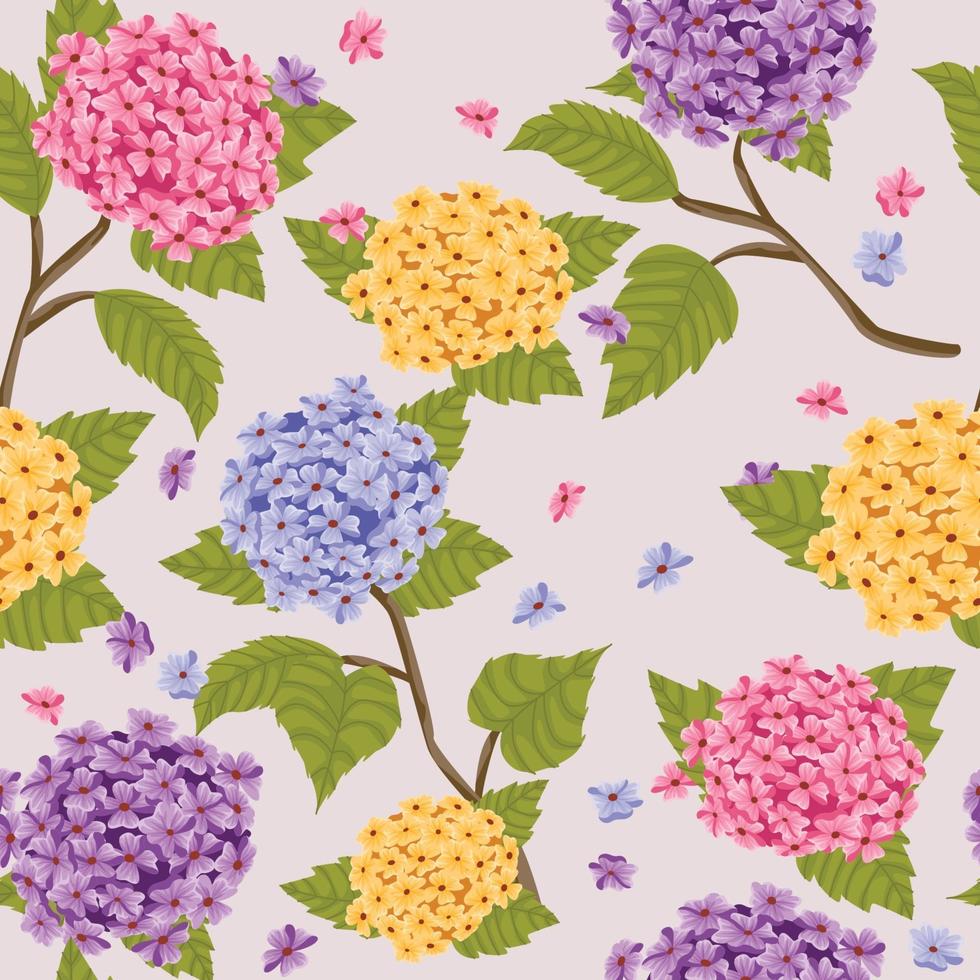 Floral Hydrangea Seamless Pattern vector