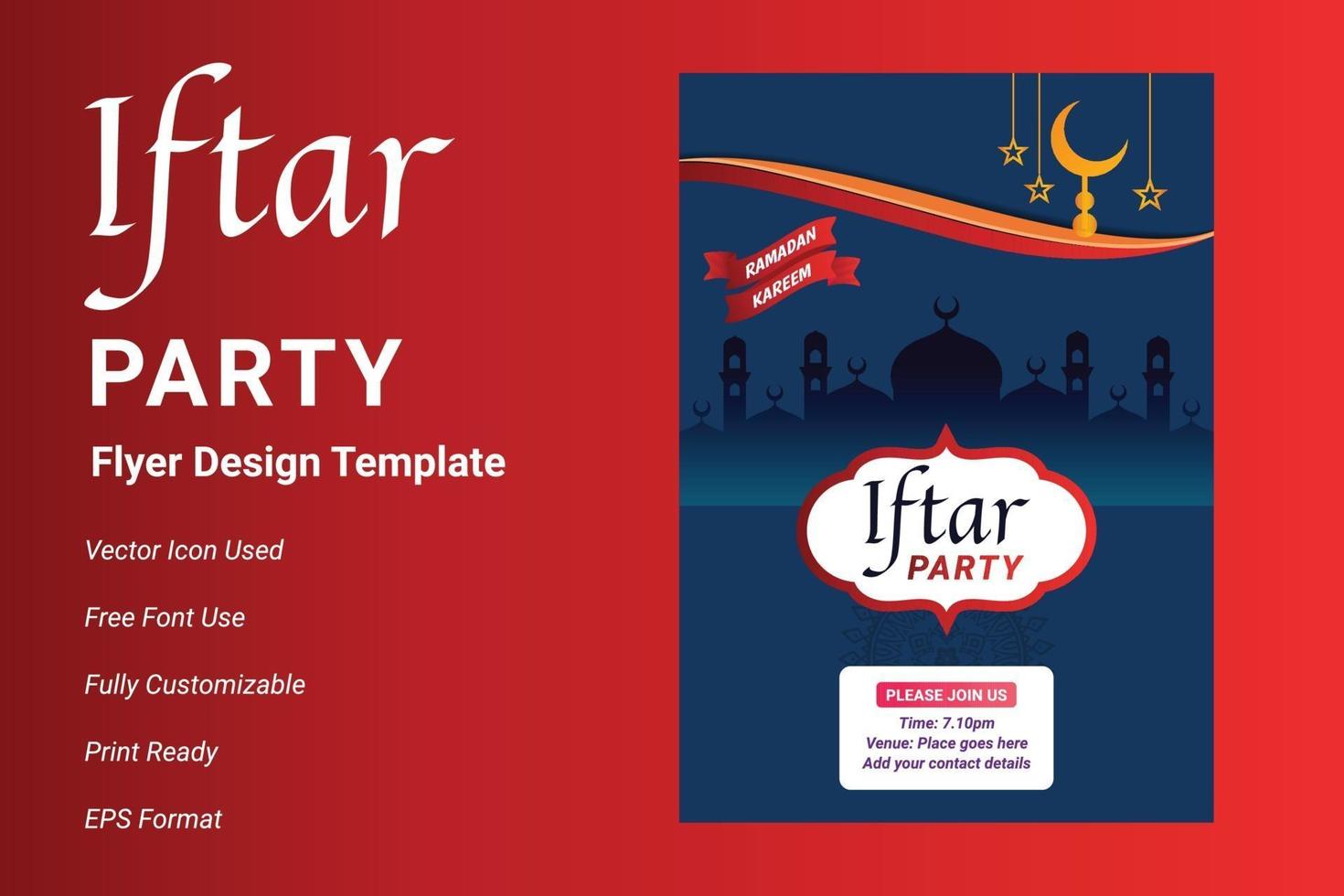 Ifter Party invitation flyer design. Ramadan flyer for ifter party vector