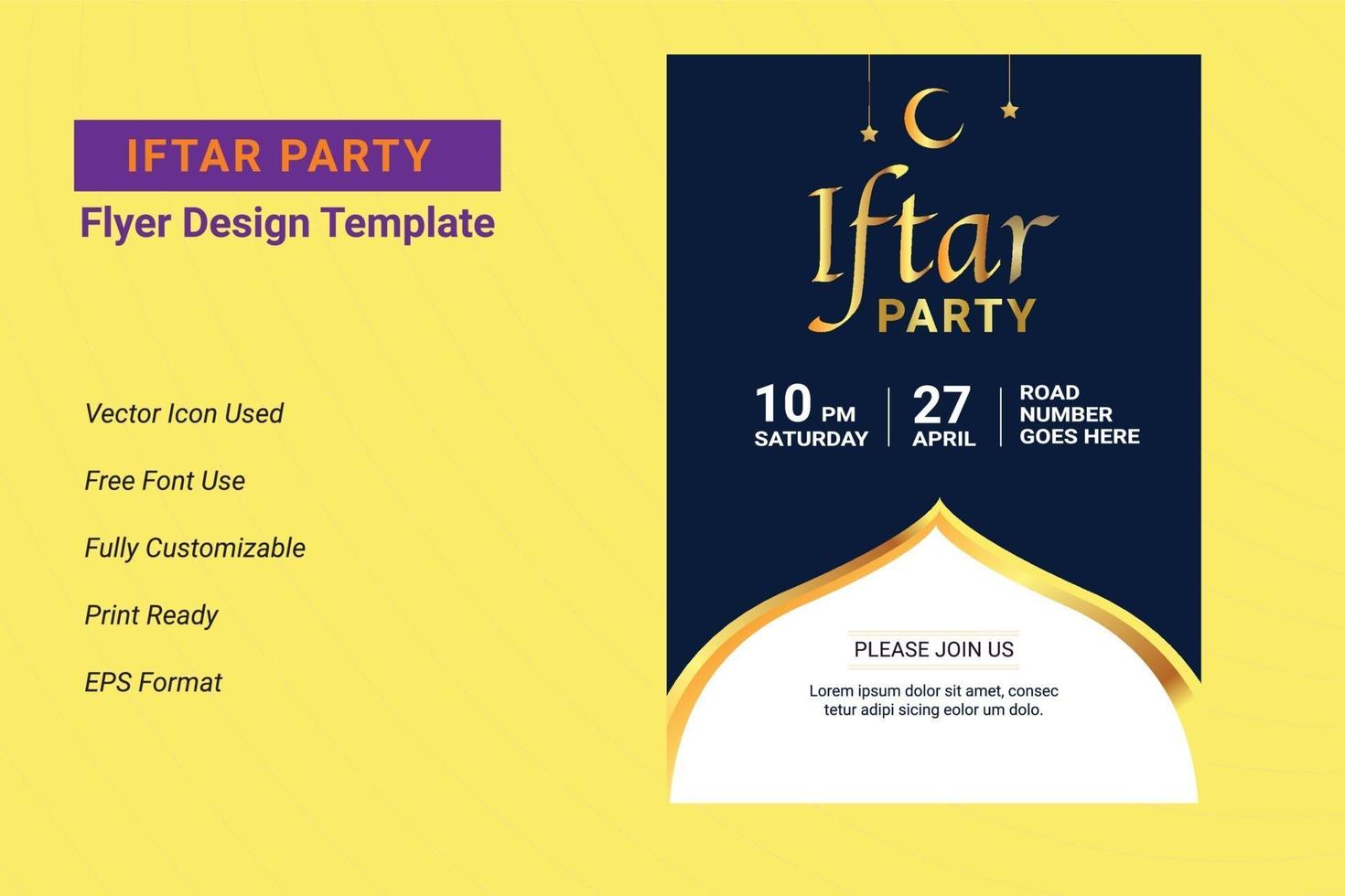 Ifter Party invitation flyer design. Ramadan flyer for ifter party vector