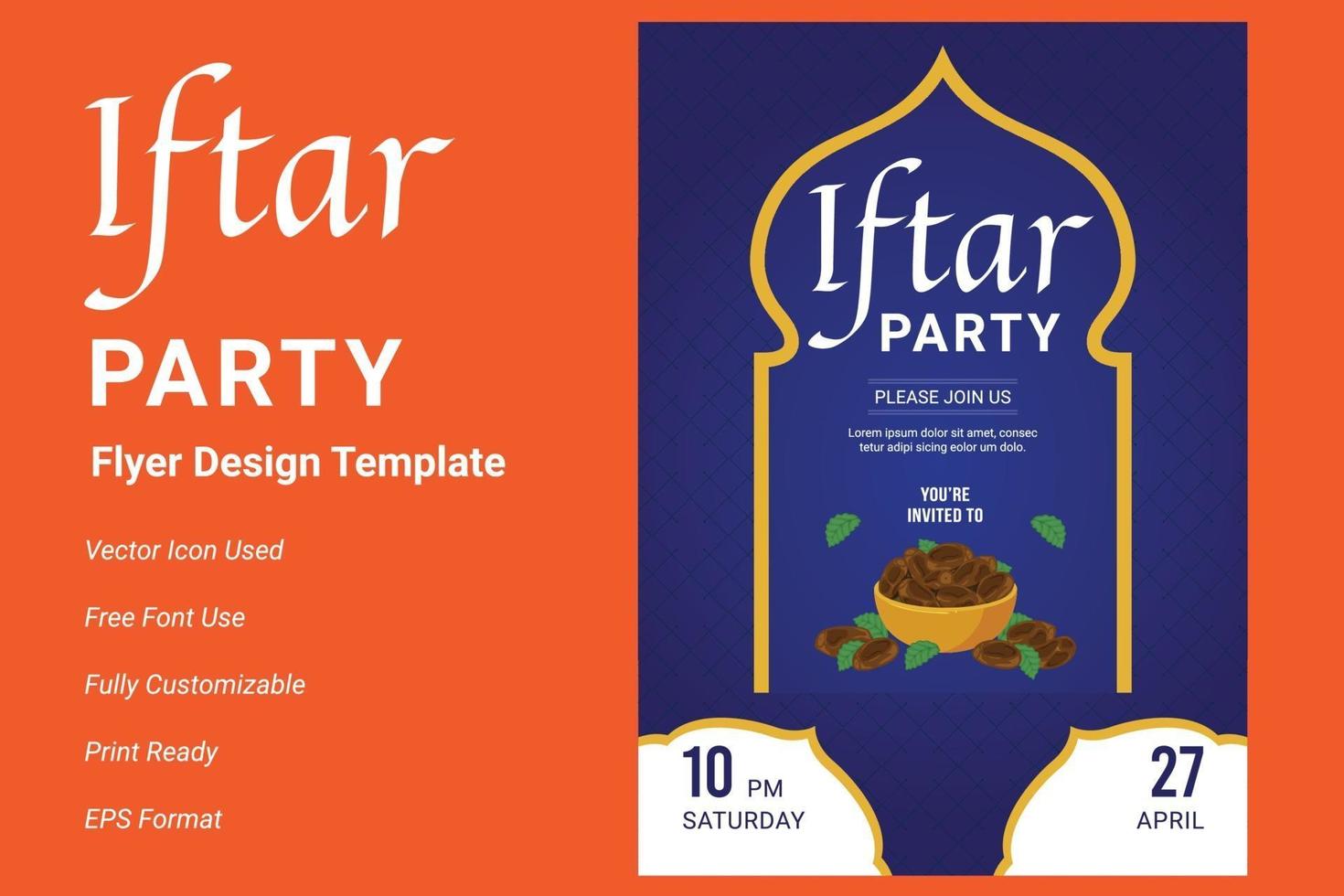 Ifter Party invitation flyer design. Ramadan flyer for ifter party vector