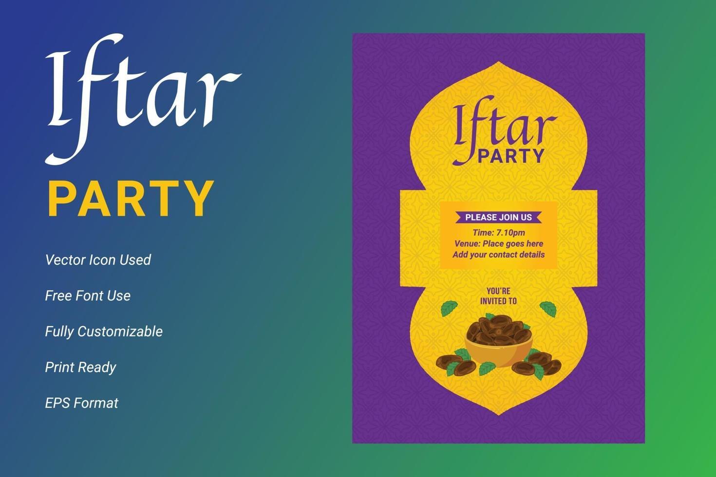 Ifter Party invitation flyer design. Ramadan flyer for ifter party vector