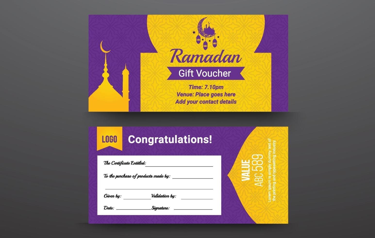 Collection of Ramadan Gift Coupon with different discount offer vector