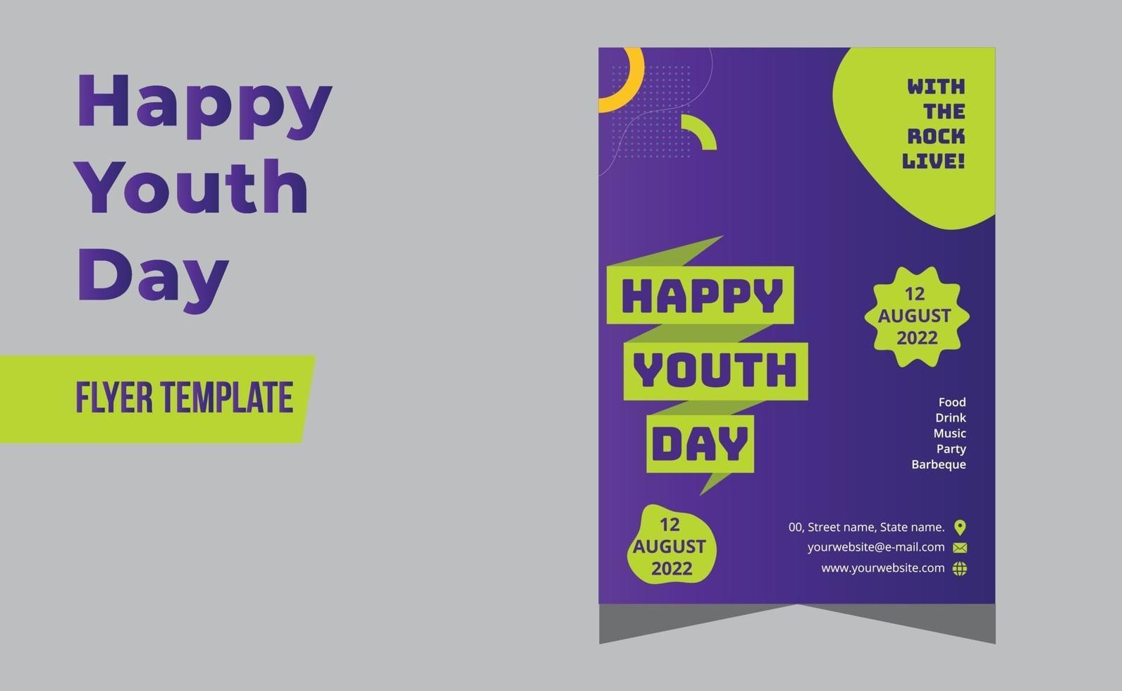 Happy Youth Day Modern Party Flyer, Brochure,  Greeting Card vector