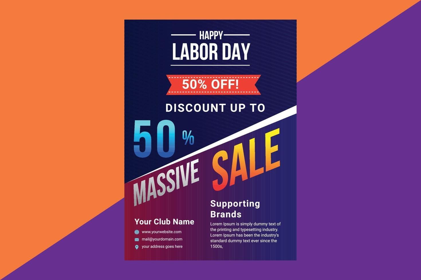 Labor day sale promotion advertising flyer, banner template vector