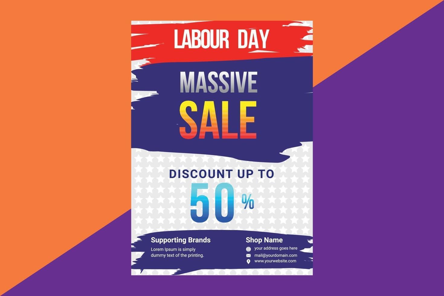 Labor day sale promotion advertising flyer, banner template vector