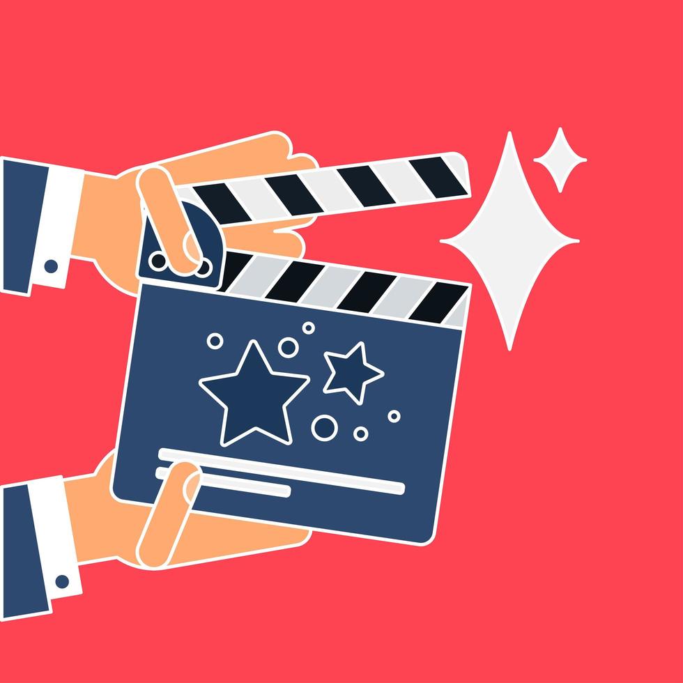 Flat movie clapperboard vector