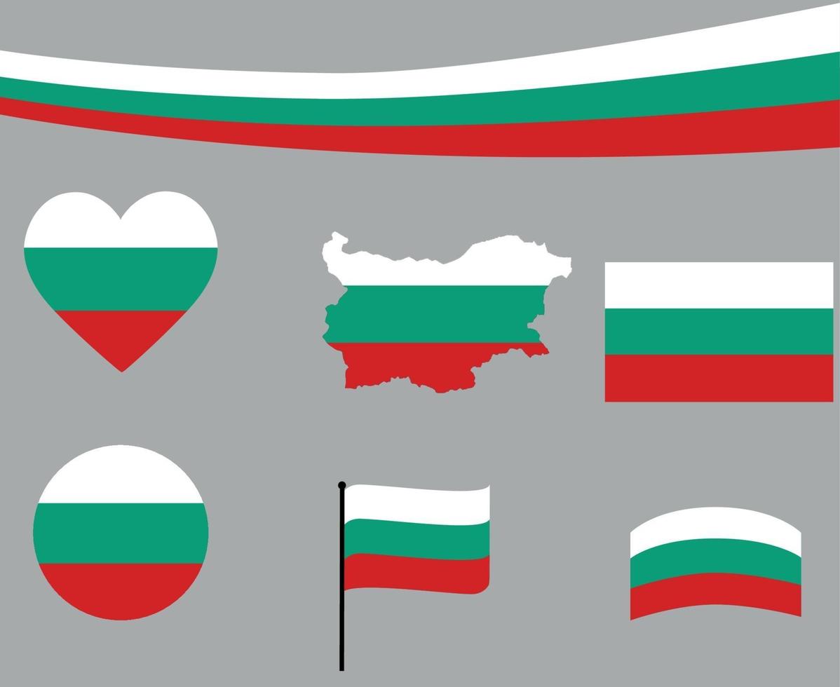 Bulgaria bandera mapa cinta y corazón iconos ilustración vectorial abstracto vector