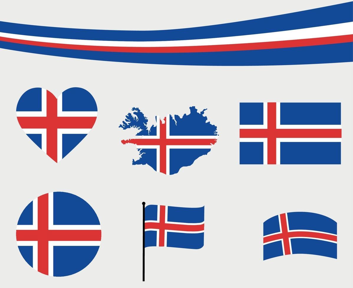 Islandia bandera mapa cinta y corazón iconos ilustración vectorial abstracto vector