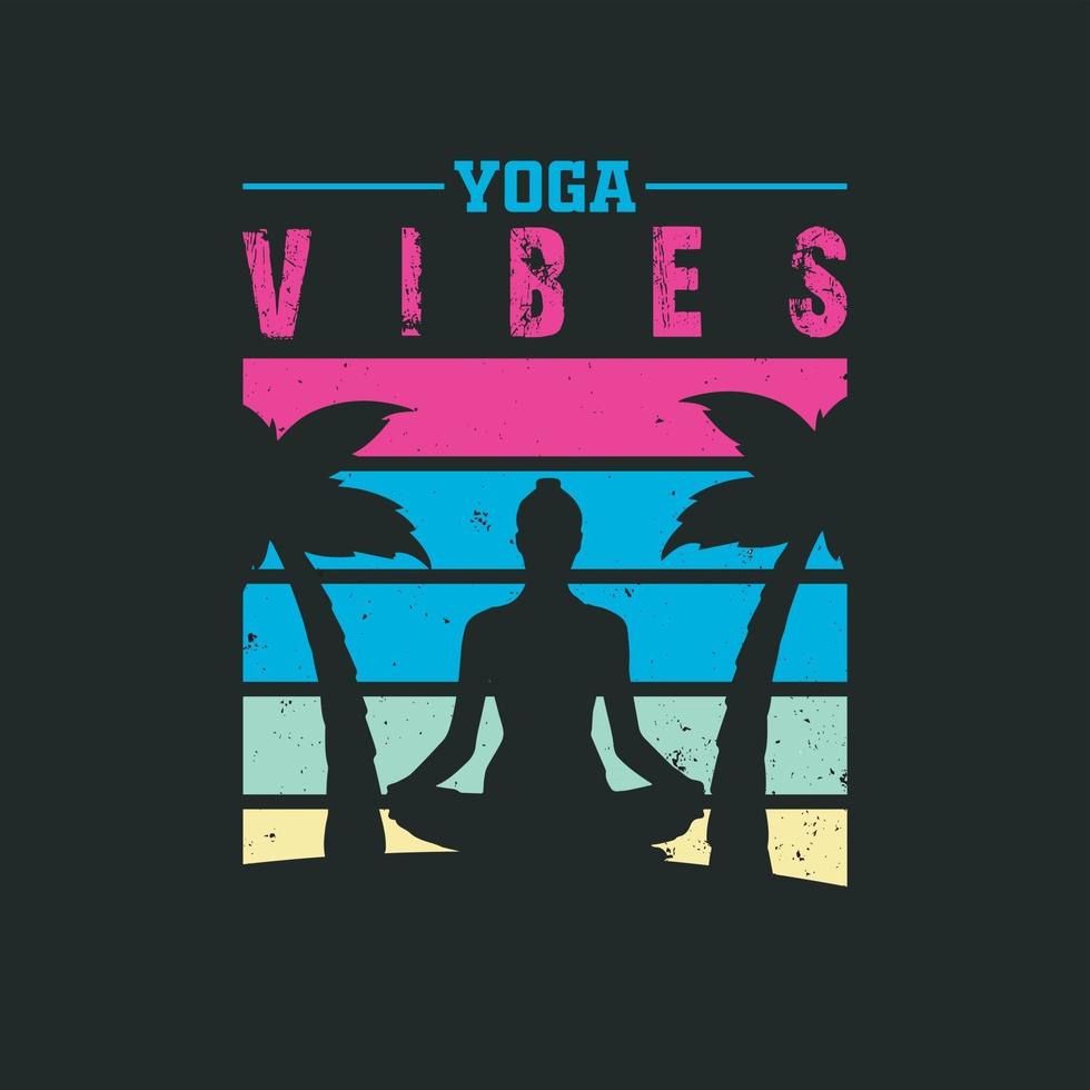 Illustration of yoga and beach paradise t shirt design. vector