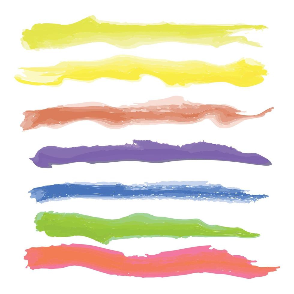 Various strokes of color paint on white background - Vector