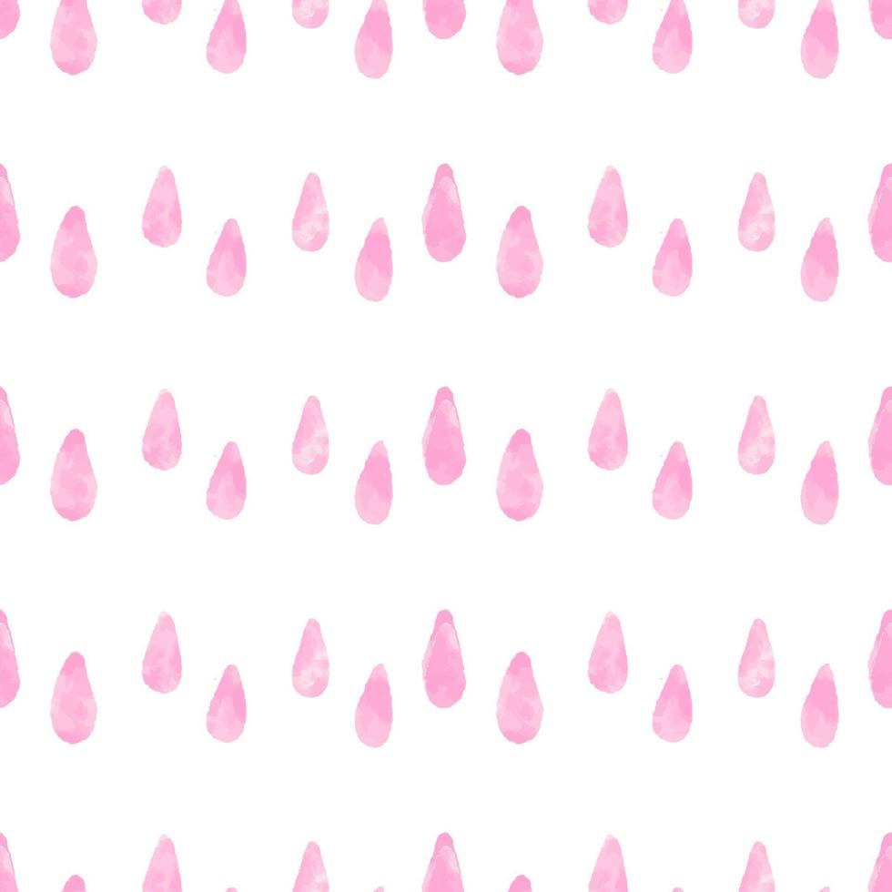 Seamless pattern with pink watercolor rain drops. Vector background